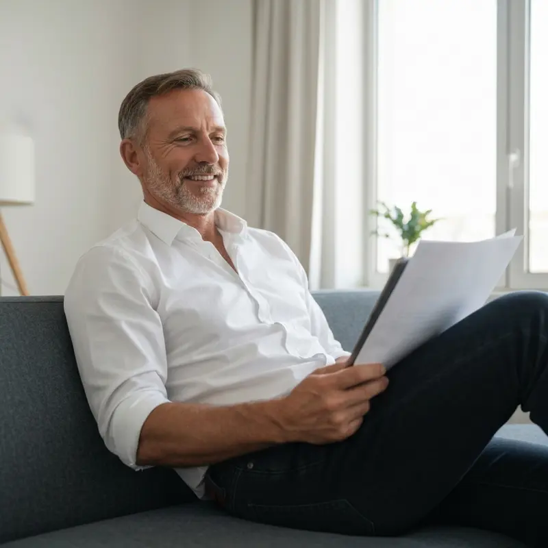 אזרח ותיק ישראלי רגוע בביתו