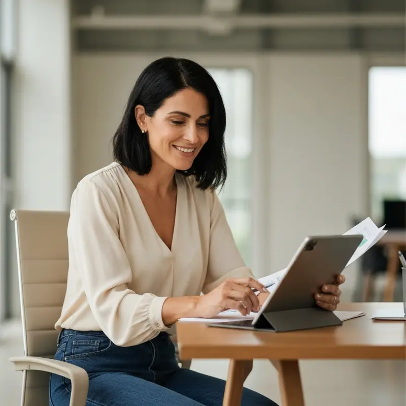 אישה ישראלית בודקת אפשרויות מימון ברוגע