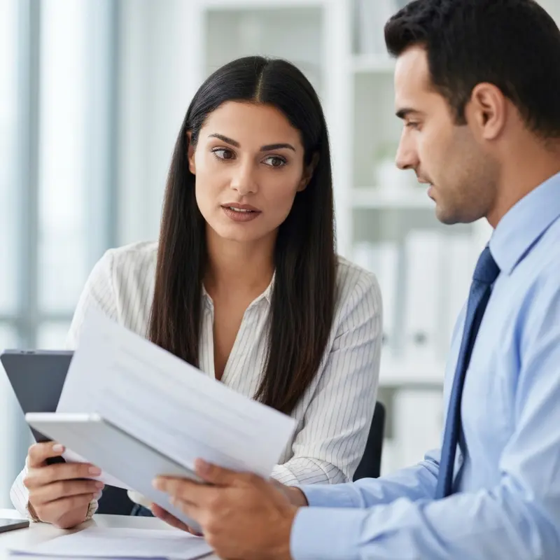 אישה ישראלית בודקת מסמכים פיננסיים