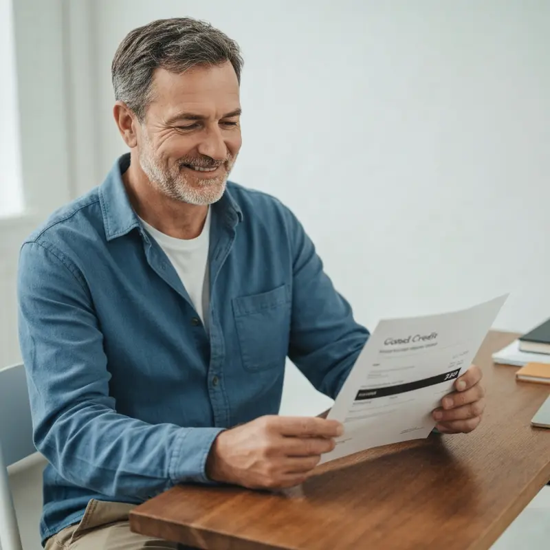 אישה מראה דוח אשראי חיובי