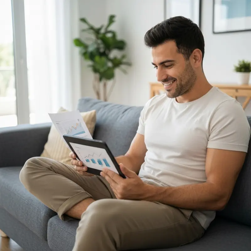 איש ישראלי בודק לוח שפיצר בטאבלט