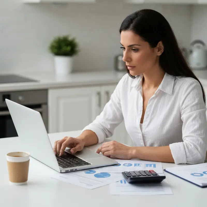 אשה ישראלית מתכננת תקציב לקניית רהיטים