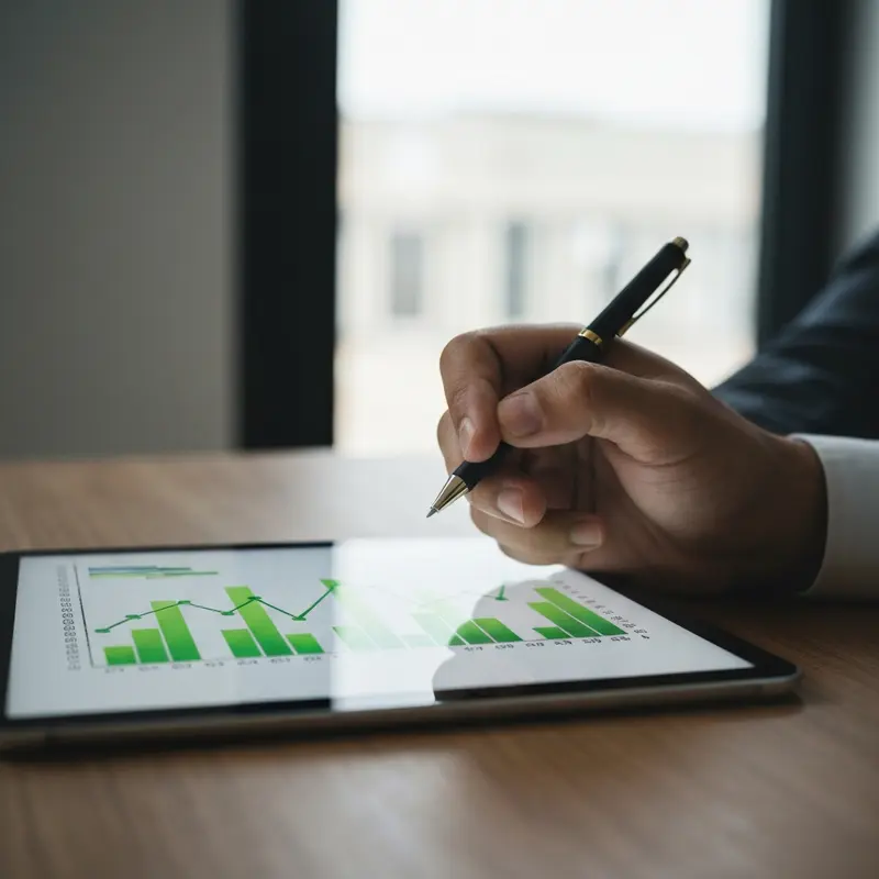 גרפים ירוקים עולים בטאבלט והלוואה ללא ערבים