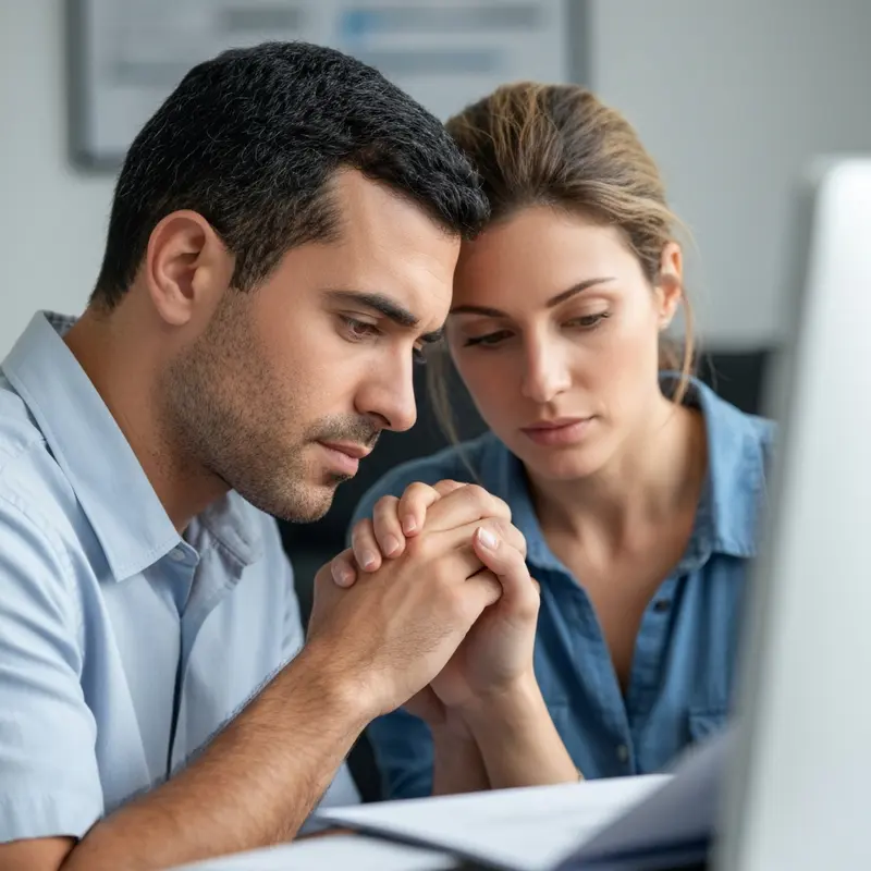 זוג ישראלי מחזיק ידיים בעת קבלת ייעוץ.