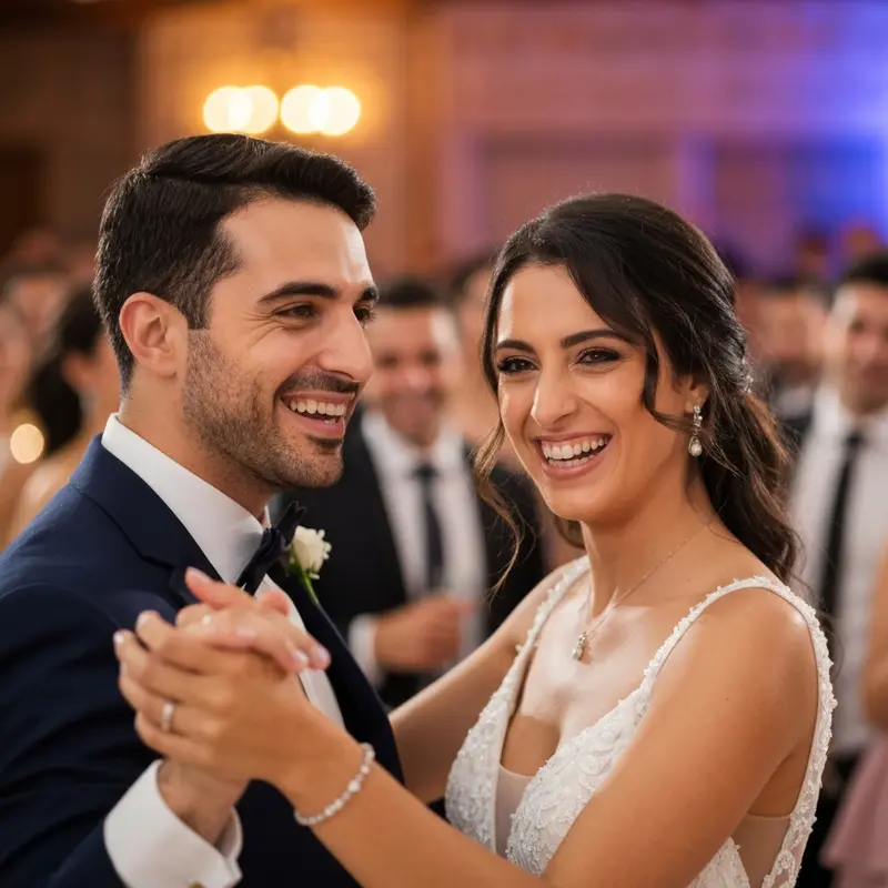 זוג ישראלי מחייך בחתונתם