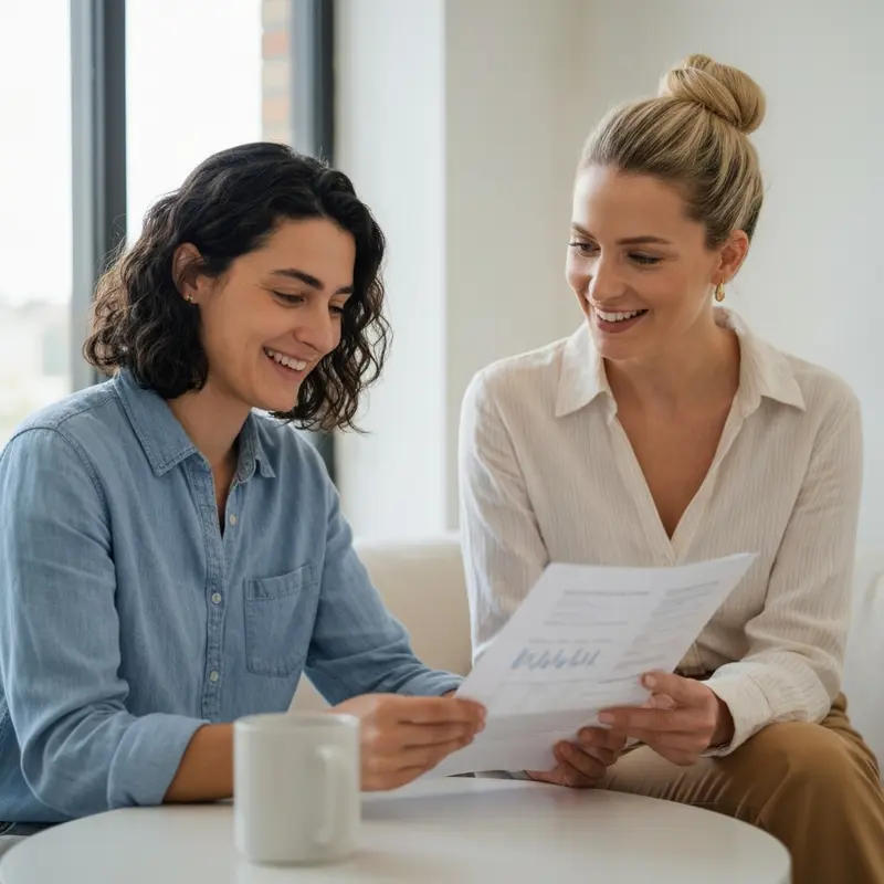 לקוחה ישראלית מרוצה בודקת מסמכי הלוואה