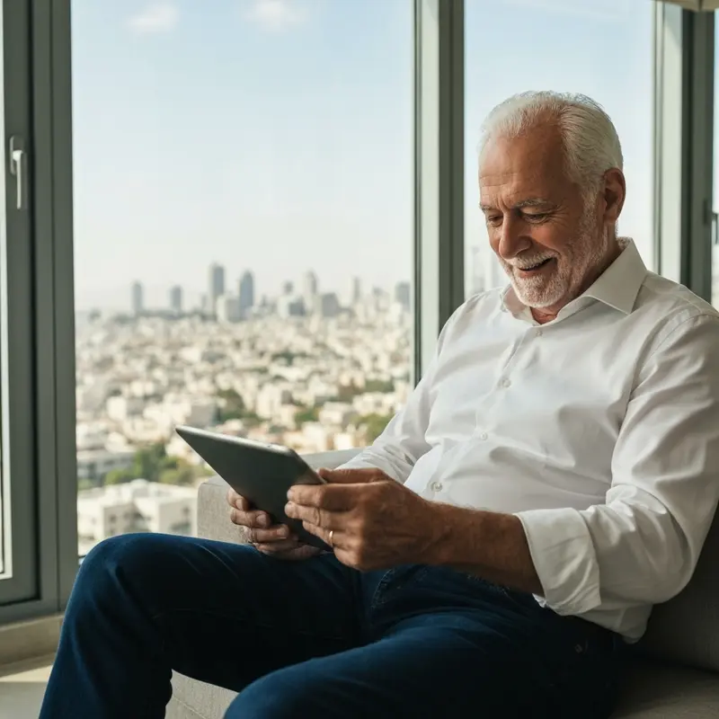 לקוח ישראלי רגוע סוקר מסמכי הלוואה