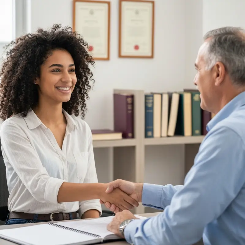 סטודנטית ישראלית מקבלת עצה מיועץ פיננסי