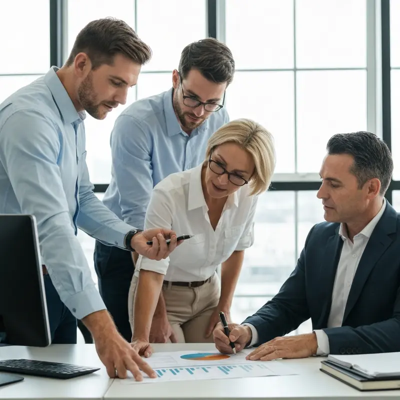 צוות יועצים פיננסיים מנתח לוח שפיצר