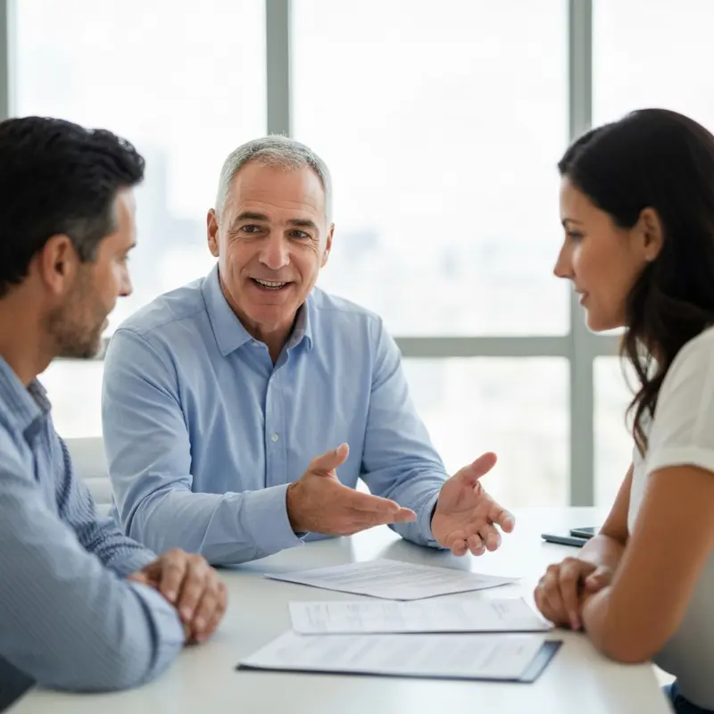 אישה ישראלית מתייעצת עם יועץ פיננסי.