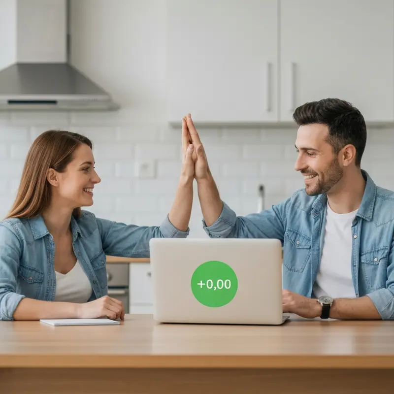 זוג ישראלי מרוצה בודק את חשבון הבנק הירוק שלו