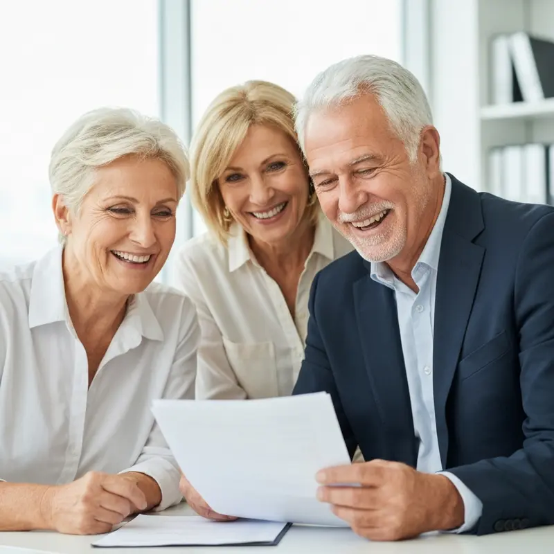 זוג מבוגר מרוצה בודק את משכנתא הפוכה יתרונות