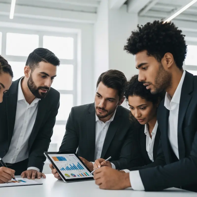 איש עסקים ים-תיכוני בודק נתוני הלוואה בערבות המדינה בטאבלט