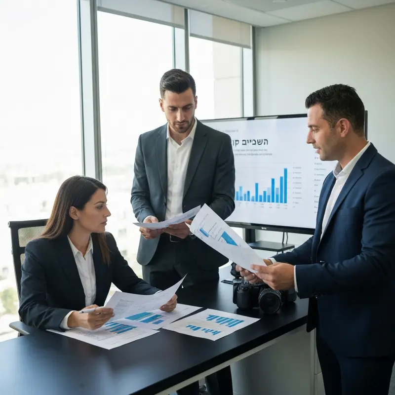 איש עסקים מרוצה בודק נתוני הלוואה חוץ בנקאית