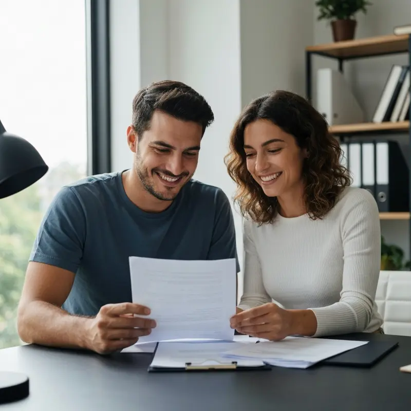 זוג ישראלי רגוע בודק מסלולי מימון