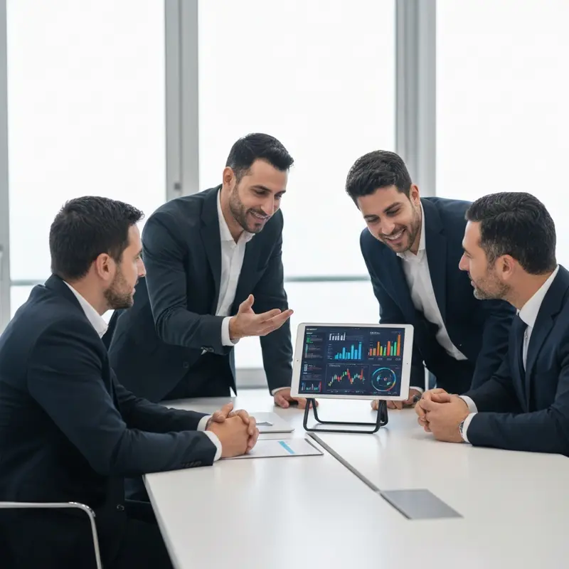 יועצים פיננסיים בוחנים דוח נתוני אשראי במשרד מודרני.