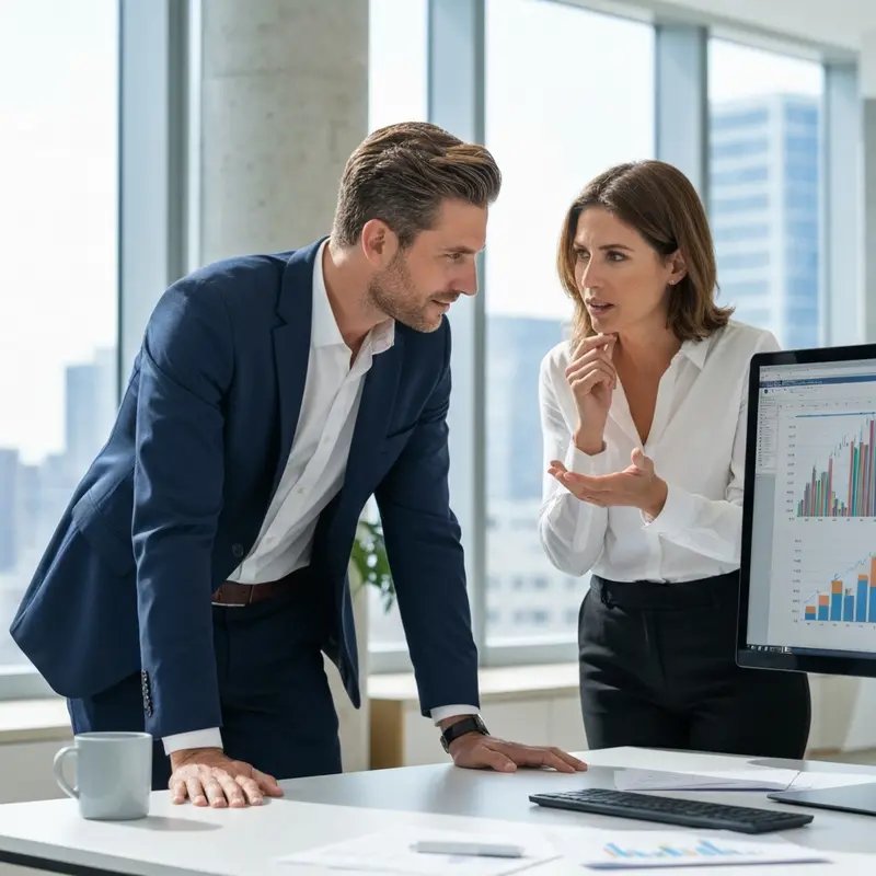 שני אנשים בעלי מראה ישראלי מנתחים אפשרויות מימון חוץ בנקאי מול בנקאי.