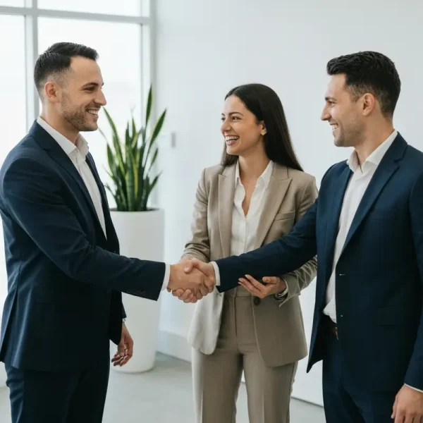 אישה מרוצה בוחנת תנאי הלוואה מחברת אשראי